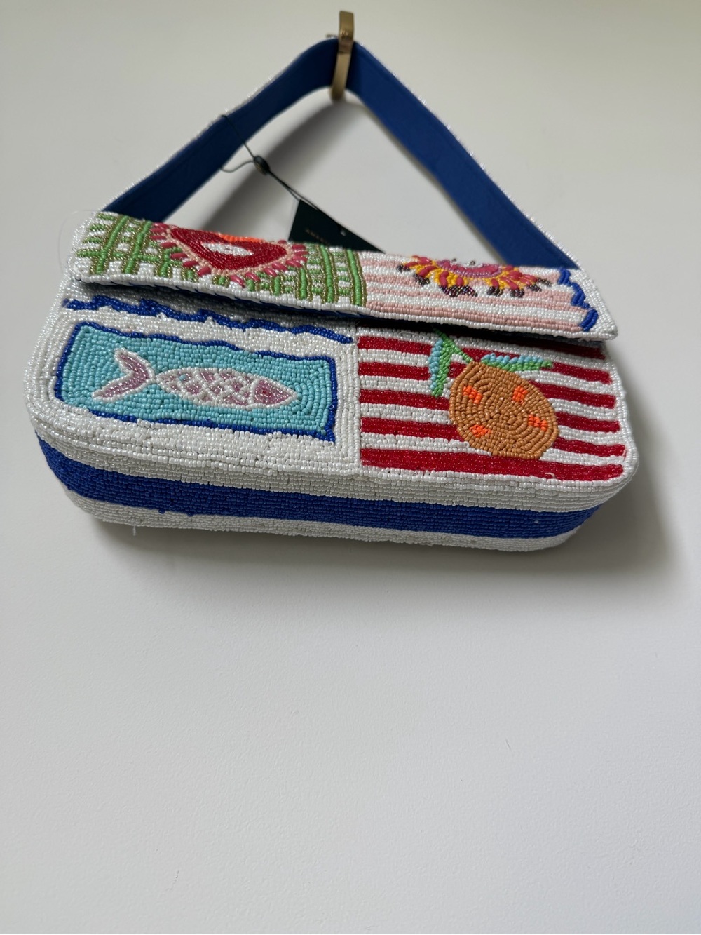 America & beyond Beaded fish crab colorful striped Shoulder Bag - Picture 5 of 8